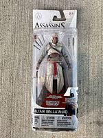 Front view of sealed Assassin's Creed Altair Ibn-La'Ahad action figure package