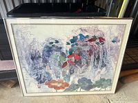 Full view of framed fish artwork showing subject matter, mat and frame
