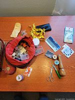 Overview of all sewing notions on table
