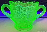 Sugar bowl glowing under UV light