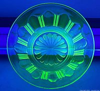 overhead UV view showing glass fluorescence