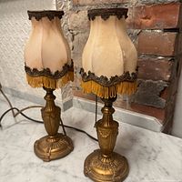 Full view of both lamps showing bases, shades, wiring