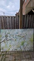Front view of entire canvas showing cherry blossom design