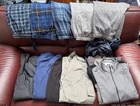 Overview of all garments laid out on couch