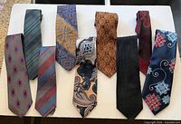 Group shot of nine Canadian-made ties