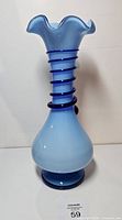 Full view of blue Tango art glass vase