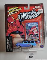 Front view of sealed Johnny Lightning The Amazing Spider-Man car on cardback