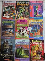 Front covers of nine children’s horror paperback books