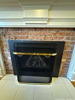 Front view of fireplace screen against hearth