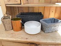 Group shot of all five items on wooden surface
