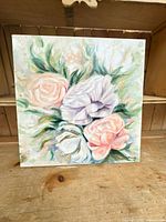 Front view of entire floral painting on canvas