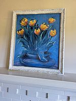 Front view of framed tulip painting