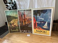 Group view of all three framed posters Amalfi, Rome, Napoli