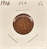 1906 Indian Head cent in cardboard 2×2 holder, obverse visible