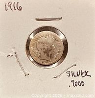 Obverse of 1916 Barber dime in 2x2 holder