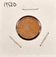 Obverse and holder view of 1952-D cent