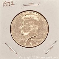 obverse view of 1972 Kennedy Half Dollar in 2×2 holder