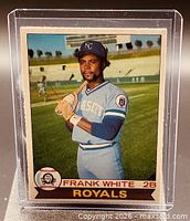 Front of 1979 Topps Frank White Royals card in sleeve