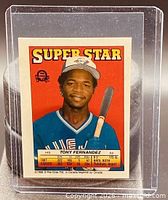Front of Tony Fernandez Superstar Sticker card in toploader