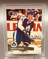 Front of Peter Zezel #227 Pro Set card in protective holder