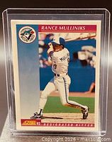 Front of the 1992 Score Rance Mulliniks card in protective sleeve