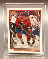 Front of Upper Deck John LeClair card in sleeve