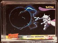 Front view of Psychic Showdown card in holder