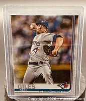 Front of 2019 Topps Ken Giles card in holder