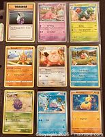 Front view of the nine cards in binder sheet