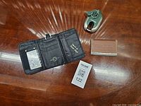 Open key wallet interior, Master padlock with keys, brown Kagita Mikan card case