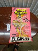 Full view of entire Circus Hoffman poster on table