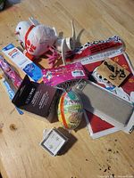 Overview of all items spread on table