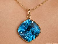 Pendant on model showing size and color