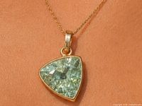 Pendant on model showing size and colour contrast