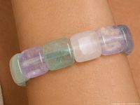 Bracelet worn on wrist showing bead shape, color mix and fit
