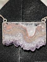 Close-up of druzy agate/quartz pendant front view