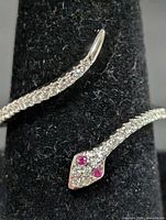 Close-up of snake head with pink CZ eyes and pavé CZ body