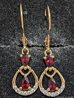 front view of both earrings showing stones and settings
