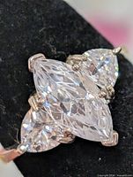 Top view showing three marquise CZ stones in prong setting