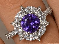 Top view of ring showing amethyst centre and CZ halo