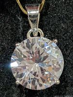 Front view of pendant highlighting stone and prongs