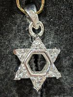 Front view of silver star pendant with CZ stones