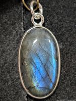 Front view of pendant showing labradorescence