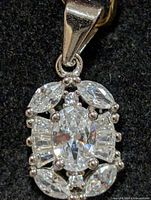 Front view of pendant showing stone arrangement