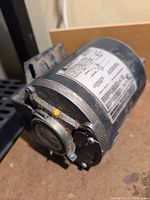 Side view showing motor housing and data plate