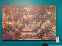 Front view of Monet reproduction print on float board
