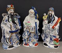 Front view of all three Fu Lu Shou figurines