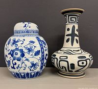 Front view of ginger jar and vase together