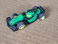 Left side view of assembled Lego Aston Martin racecar