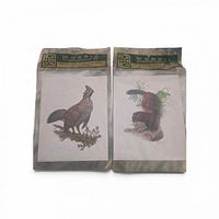 Front view of both lithograph prints in original sleeves showing Hazel Grouse and European Mink artwork